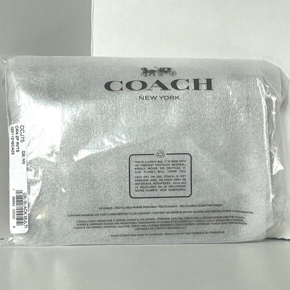 Coach Corner Zip Wristlet CCJ75 Black Leather Moon Stars Hearts Rivets Wallet - Picture 3 of 11